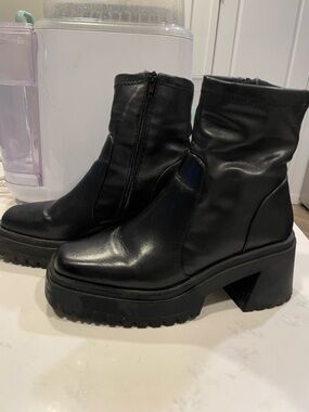 Madden Girl Black Chunky Platform Ankle Boots